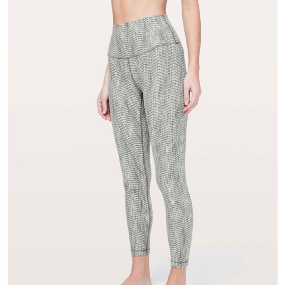 lululemon Wunder Under HR  25” Tight Sz 12 Arrow Jacquard Dark Olive Grey Sage